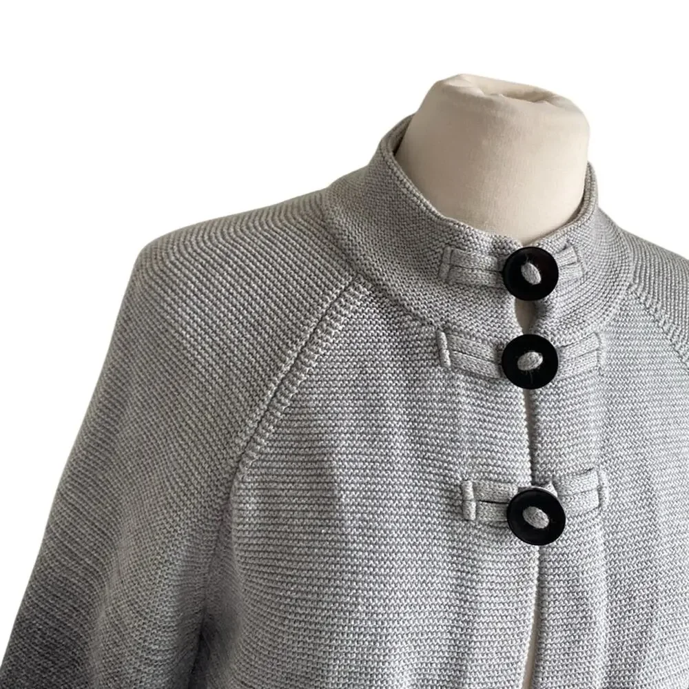 JONES NEW YORK Cardigan Womens Sz Large Petite Grey Ombré Toggle Neck Open Front